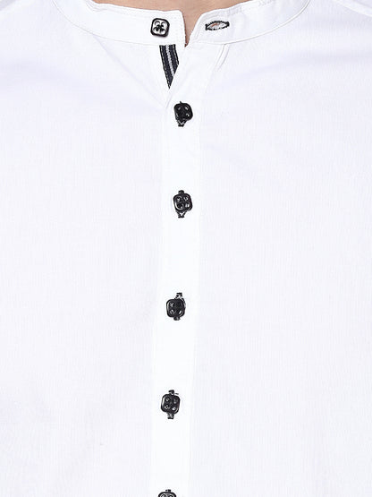 Men's White Cotton Shirt Kurta