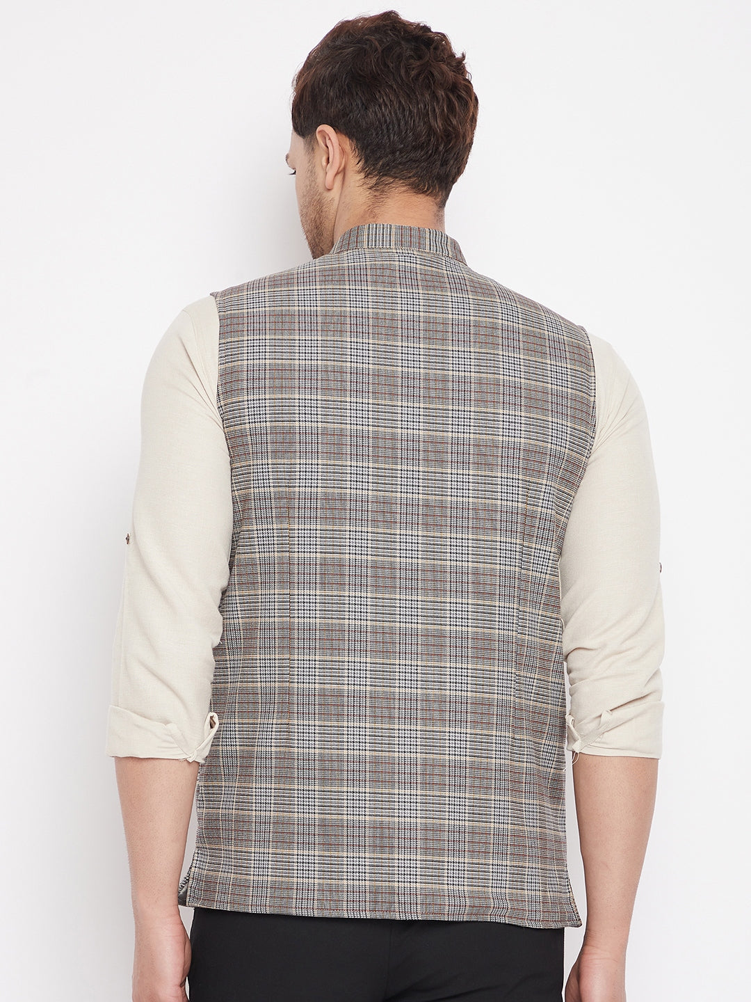 Men's Multi Color Nehru Jacket-Contrast Lining-Free Pocket Square