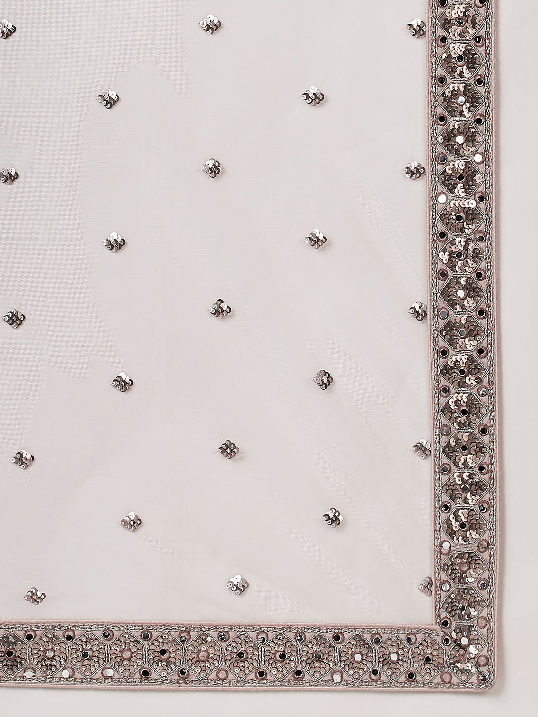 Women's Beige - Net Mirror & Sequins Embroiderey Ready To Wear  Lehenga Choli