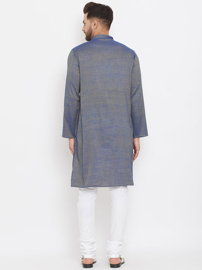 Men's Blue Chambray Cotton Kurta