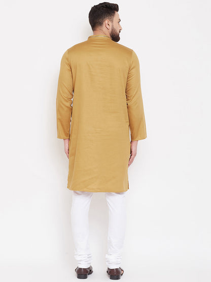 Men's Beige Linen Festive Kurta