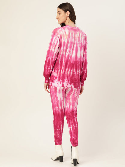 Women's Pink Ombre Dye Sweatshirt With Joggers