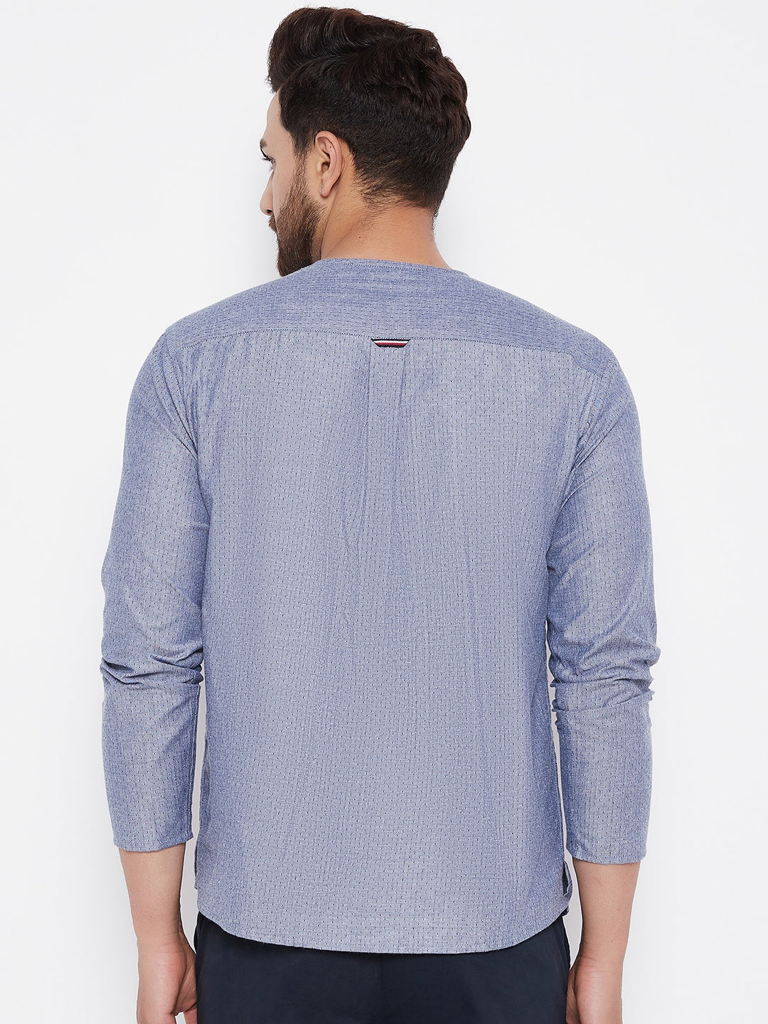 Men's Grey Solid Cotton Kurta