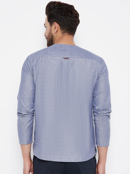 Men's Grey Solid Cotton Kurta