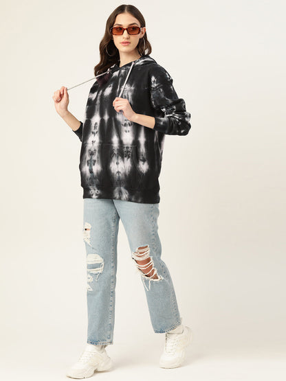 Women's Black and white Tie And Dye Hoodie