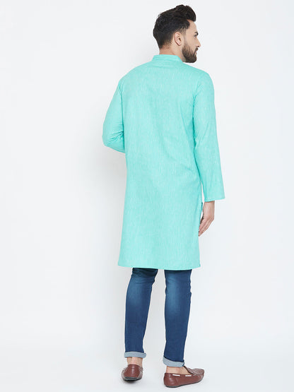 Men's Aqua Blue Cotton Kurta