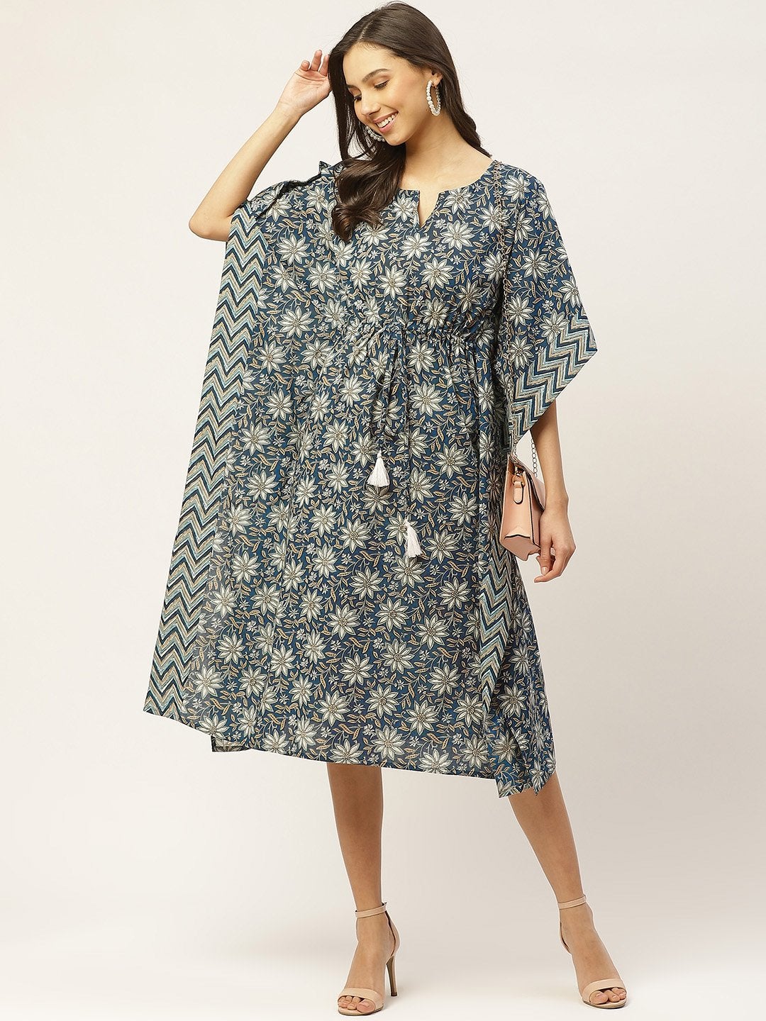 Women's Cotton Blue Kaftan Kurta