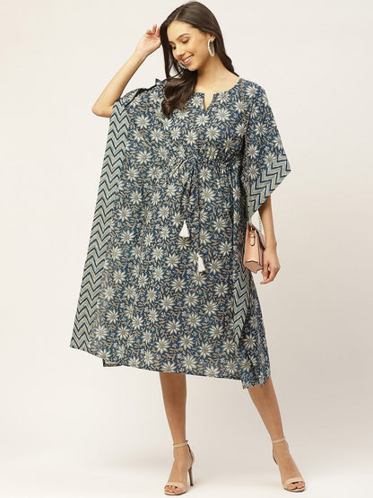 Women's Cotton Blue Kaftan Kurta
