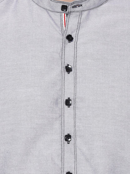Men's Grey Cotton Shirt Kurta