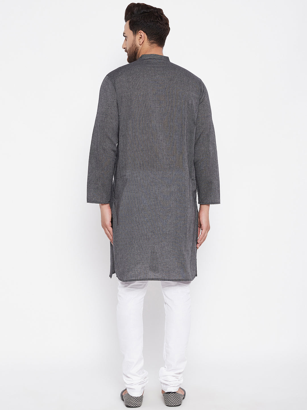 Men's Cotton Striped Grey Kurta