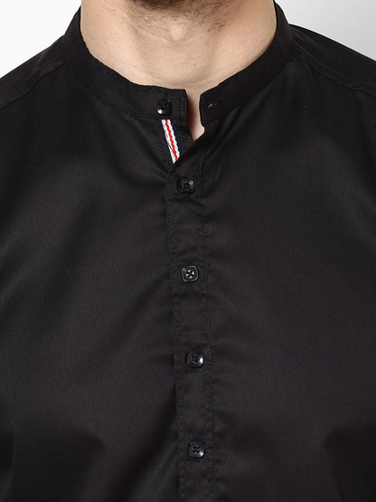 Men's Black Cotton Shirt Kurta