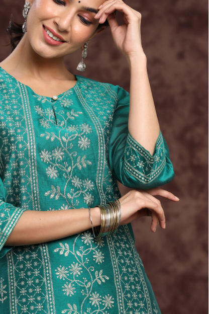 Women's Modal Chanderi Printed Straight Kurta