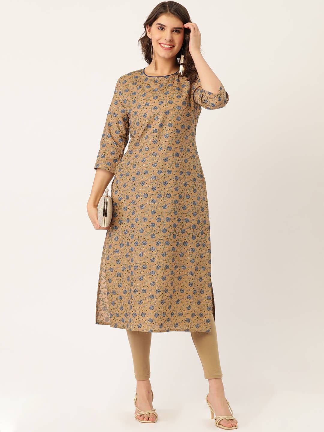 Women's Brown Color Rayon Striaght Kurta