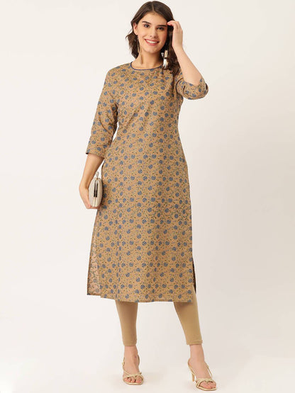 Women's Brown Color Rayon Striaght Kurta