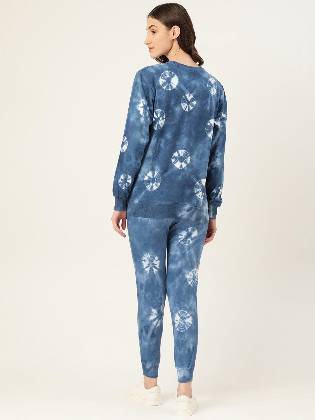 Women's Bandhej Blue Tie Dye Sweatshirt With Joggers