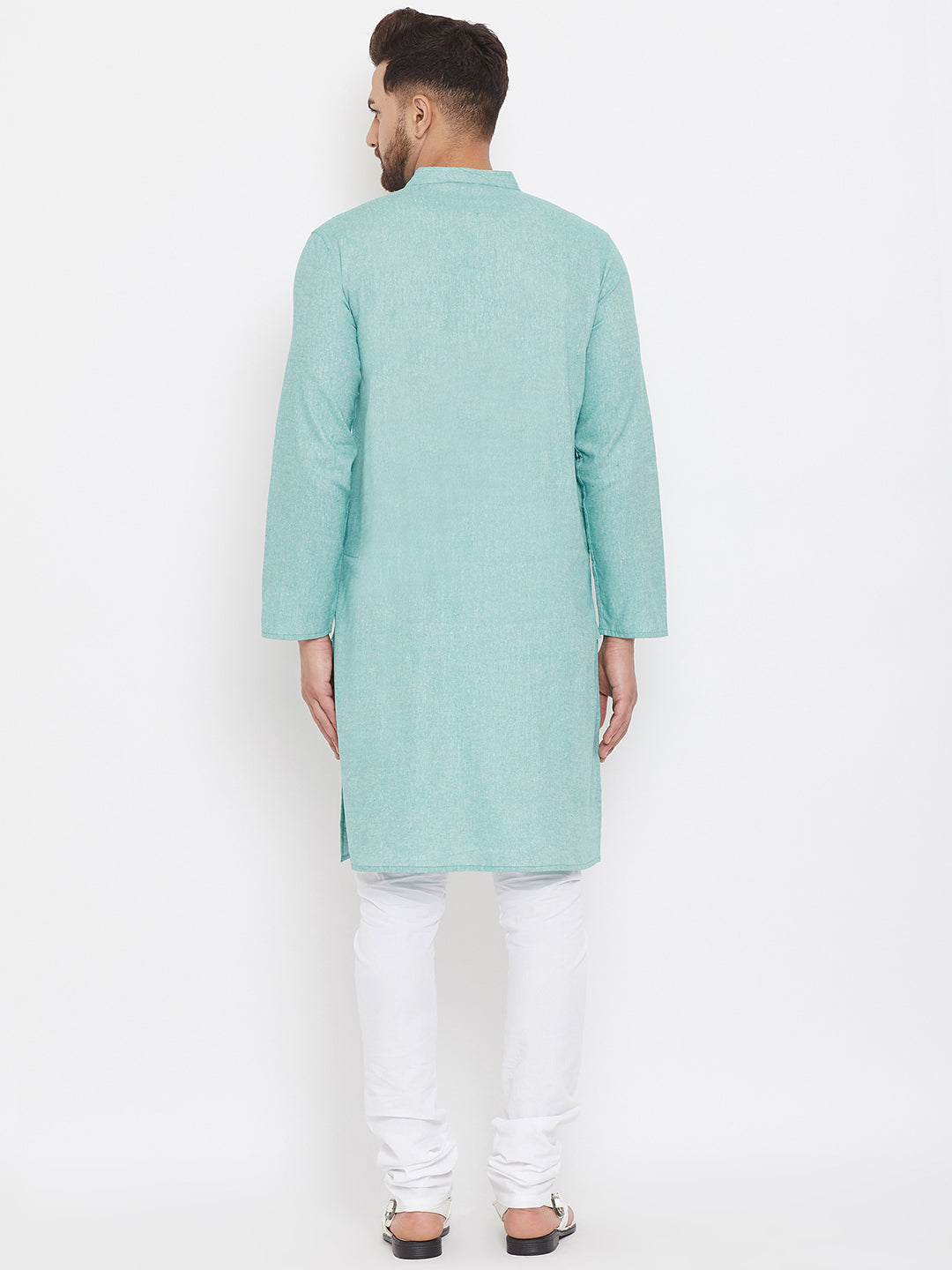 Men's Aqua Blue Cotton Kurta