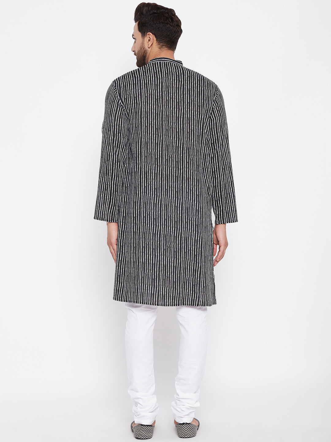 Men's Printed Striped Straight Kurta