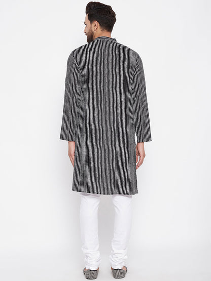 Men's Printed Striped Straight Kurta