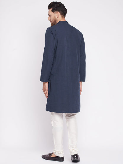 Men's Long Kurta with Band Colla