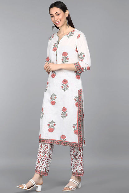 Women's Cotton Printed Kurta Pant Dupatta Set