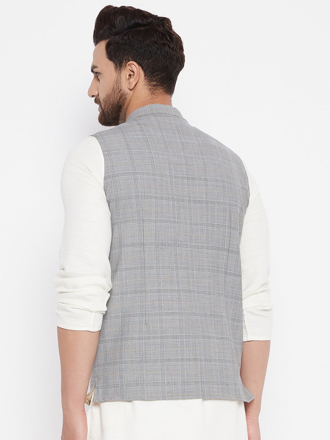 Men's Grey Woven Design Jacket