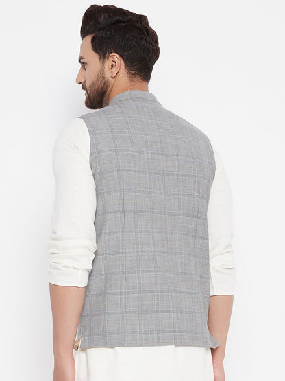 Men's Grey Woven Design Jacket
