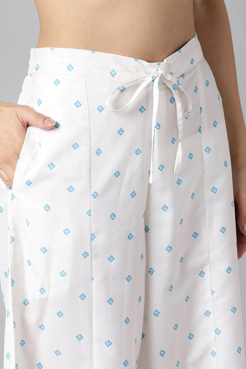 Women's Blue Ethnic Motifs Printed Panelled Kurta With Skirt With Dupatta