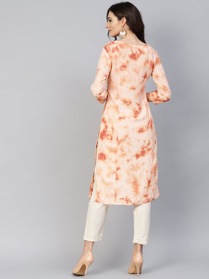 Women's Peach Straight Kurta