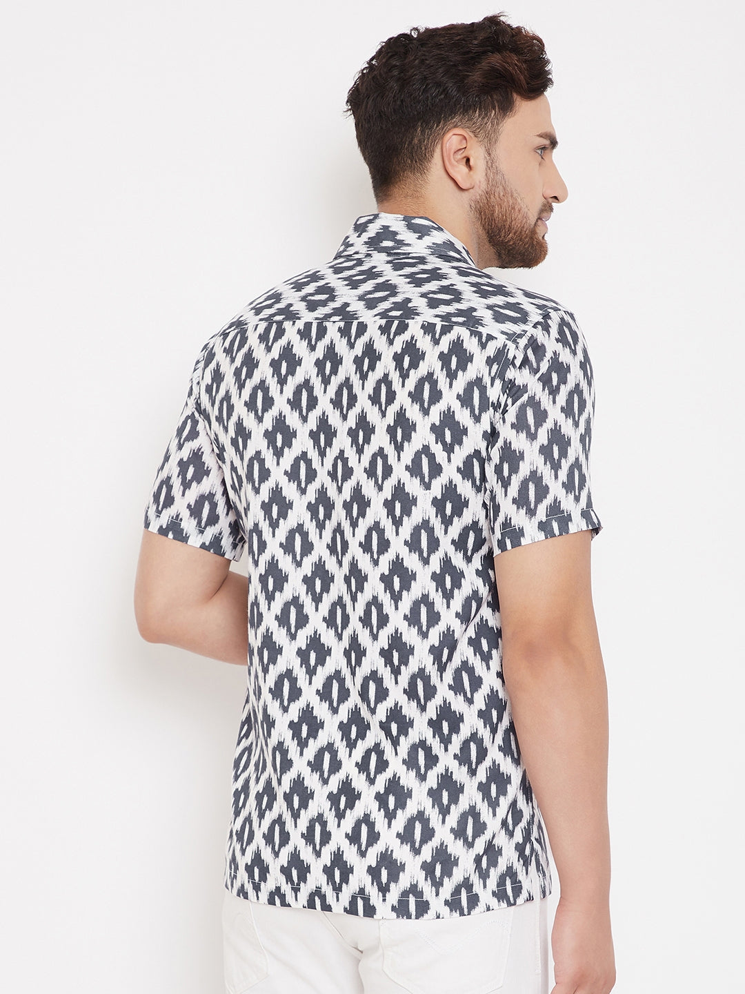Men's Ikat Print Cuban Collar Shirt