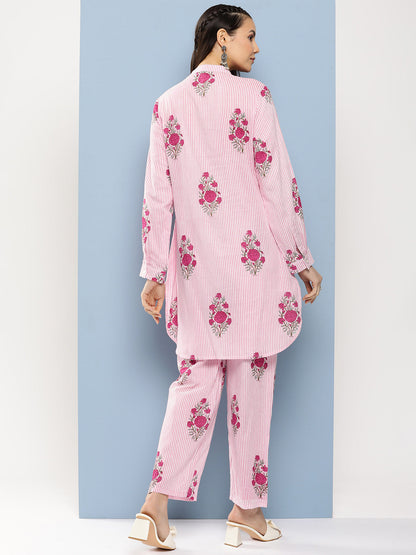 Women's Pink Floral Print Tunic Set