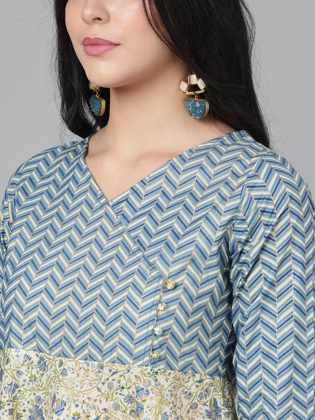 Women's Grey Printed Kurta Palazzo With Dupatta