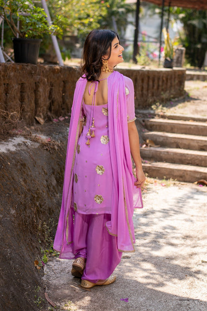 Women's Light Purple Patialla Set