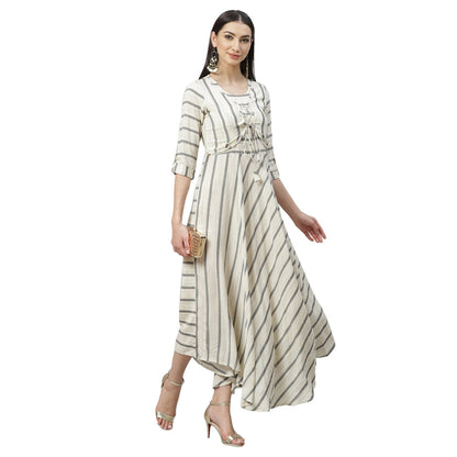 Women's Multicolor Rayon Printed 3/4 Sleeve Round Neck Casual Dress