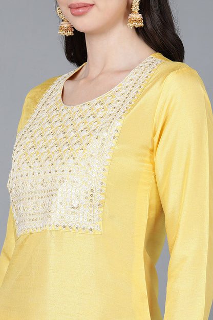 Women's Poly Silk Embroidered Kurta Pants With With Dupatta