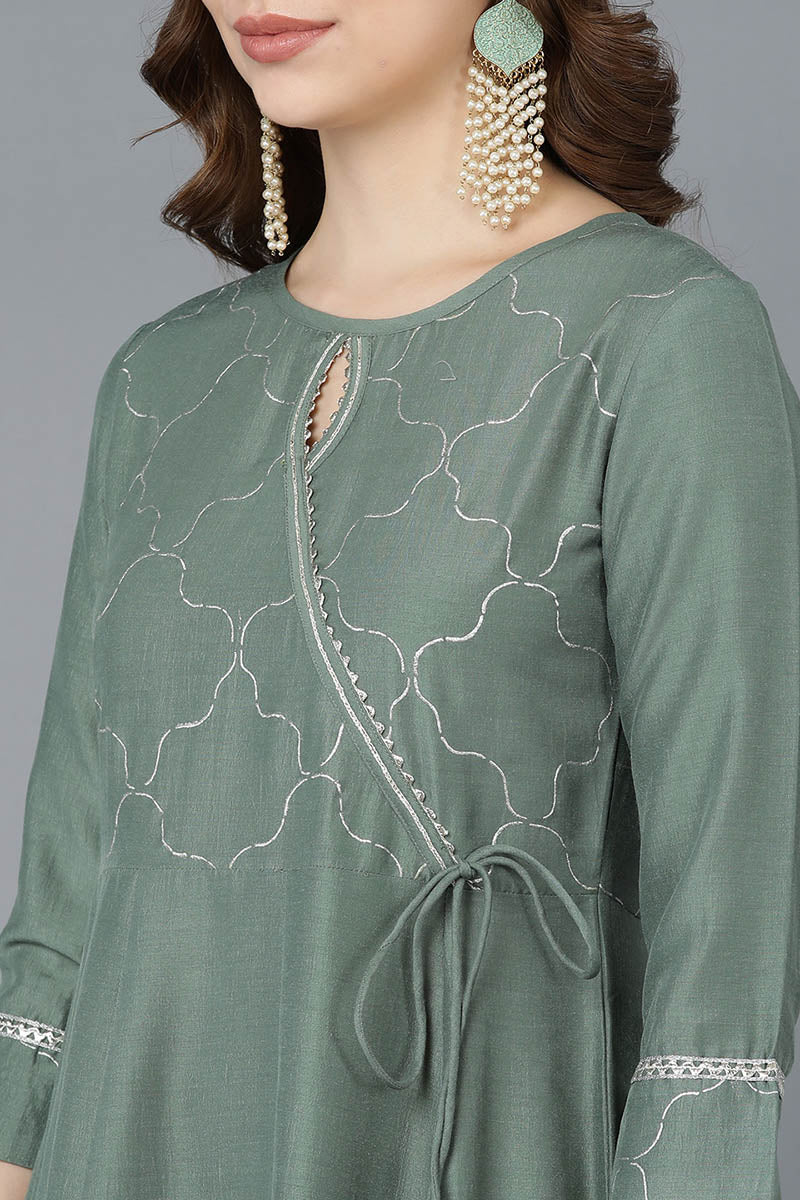 Women's Poly Silk Embroidered Kurta Pants With With Dupatta