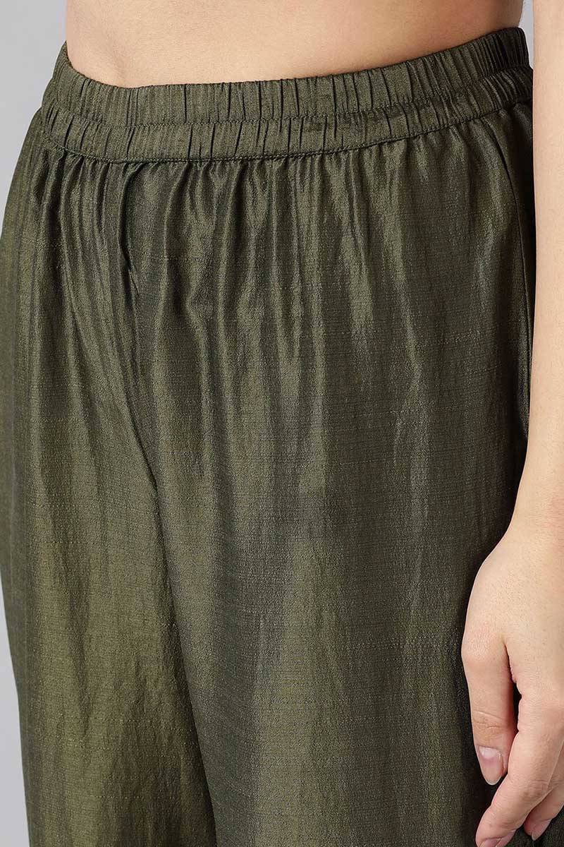 Women's Green Printed Regular Kurta With Sharara