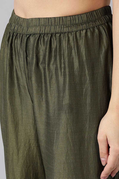 Women's Green Printed Regular Kurta With Sharara