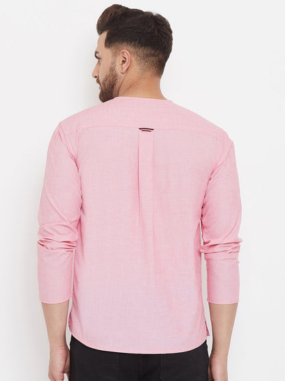 Men's Pink Summer Casual Shirt Kurta