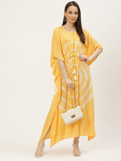 Women's Mustard Tie-Dye Kaftan Dress (1pc)