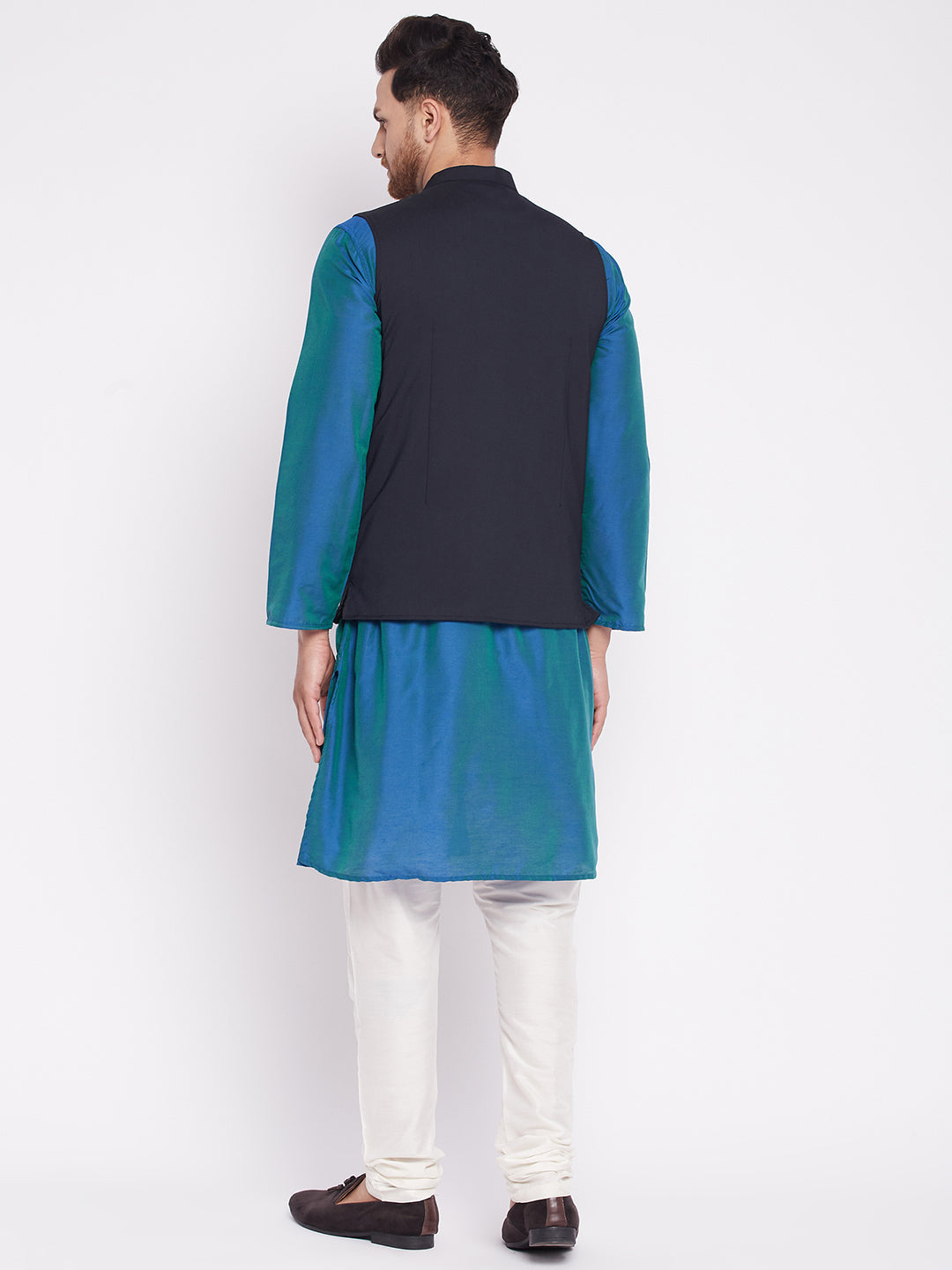 Men's Nehru Jacket With Embroided Insignia Of Lord Krishn