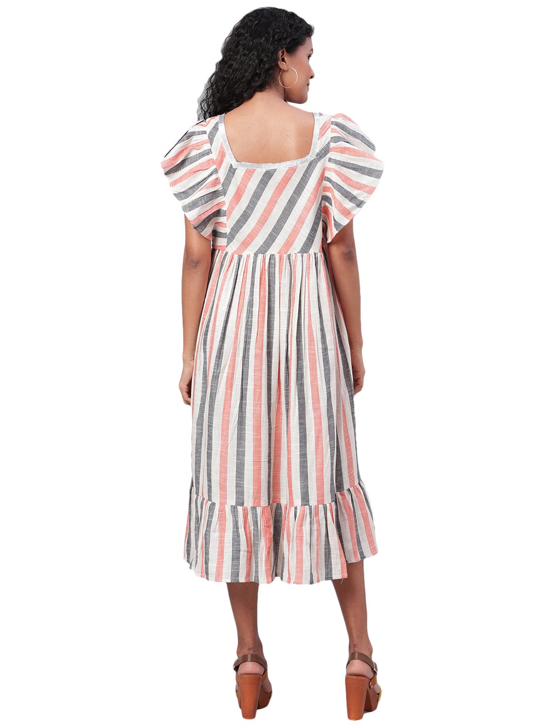 Women's Multi Printed Sleeveless Cotton Square Neck Dress