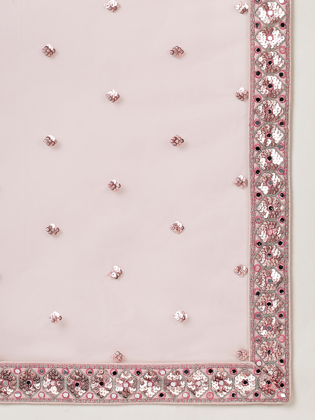 Women 's Rose Gold Net Mirror & Sequinse embroidery Ready to Wear Lehenga choli & Dupatta