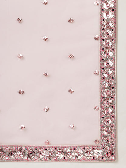Women 's Rose Gold Net Mirror & Sequinse embroidery Ready to Wear Lehenga choli & Dupatta