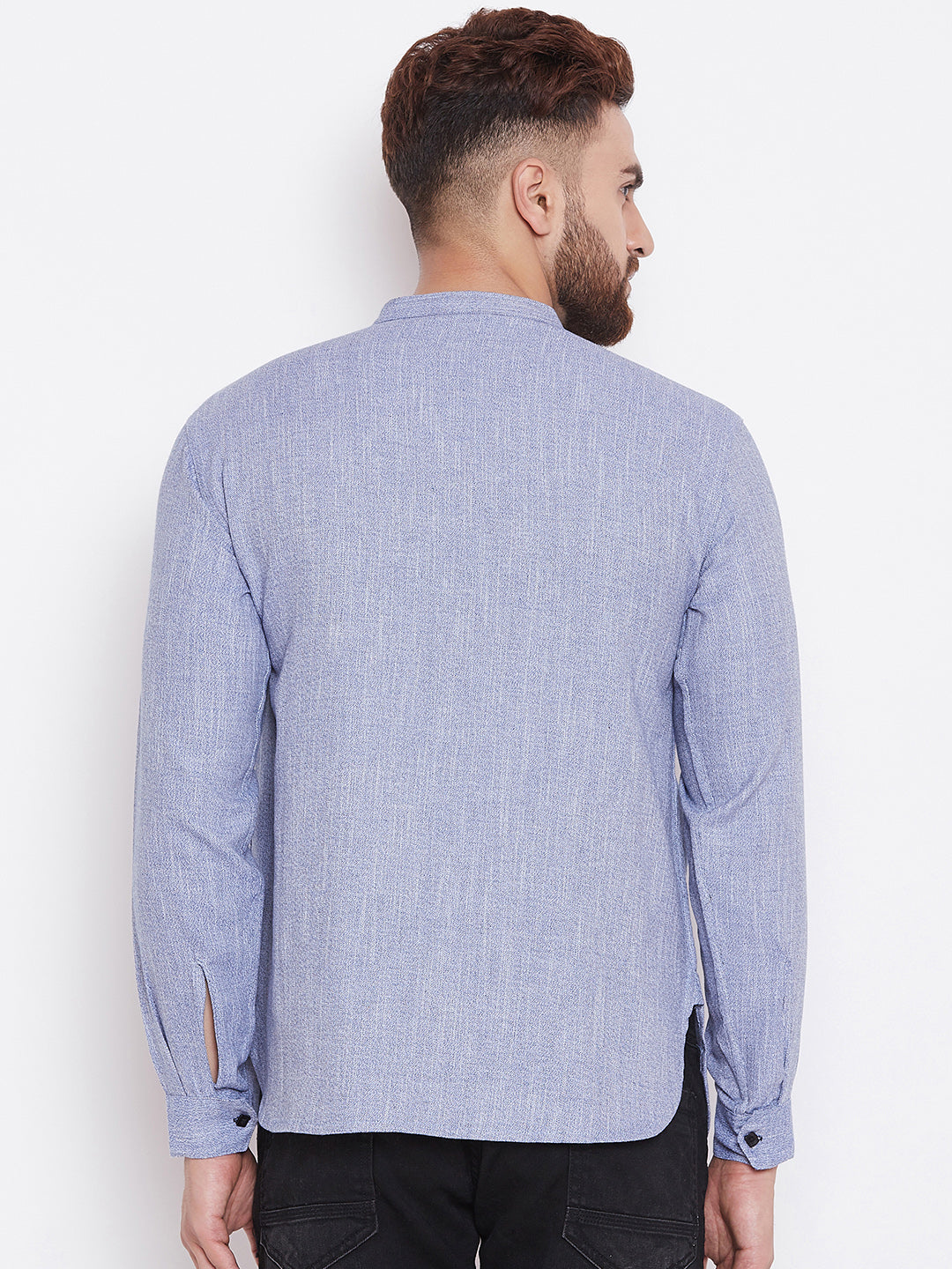 Men's Light Grey Cotton Shirt Kurta