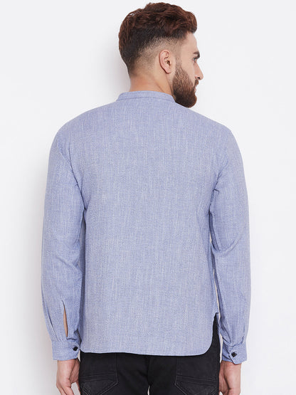 Men's Light Grey Cotton Shirt Kurta