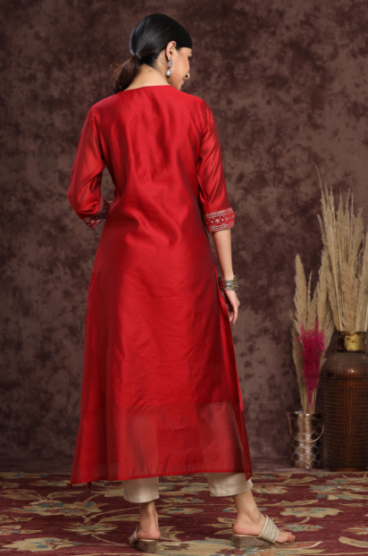 Women's Modal Chanderi Printed Straight Kurta