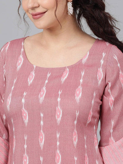 Women's  Mauve Printed Kurta with Palazzos