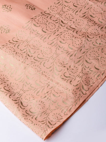 Women's Peach Gold Printed Kurta With Skirt