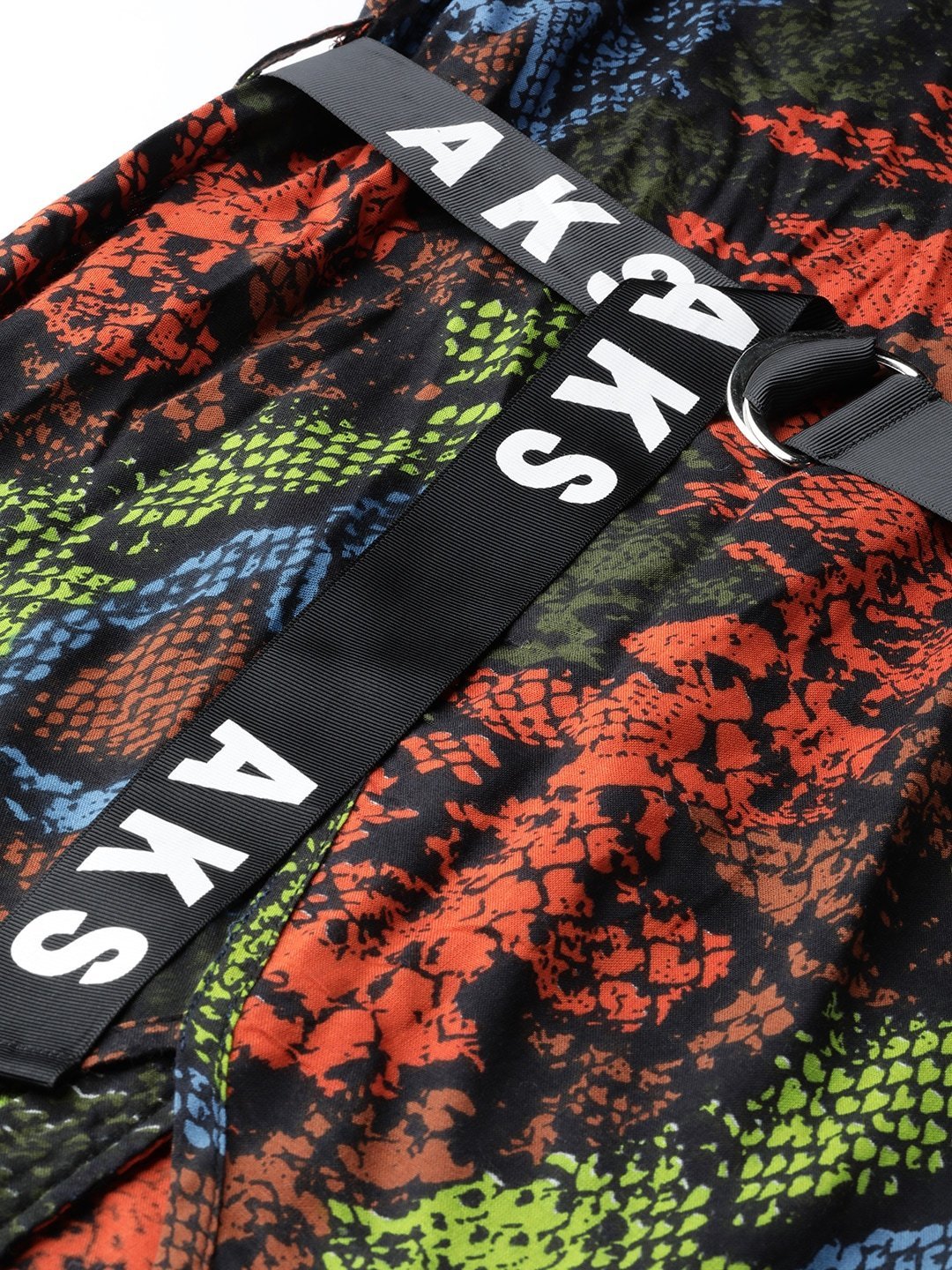 Women's  Orange & Black Snake Printed Basic Jumpsuit