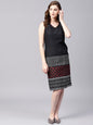 Women's  Black Printed Sheath Dress